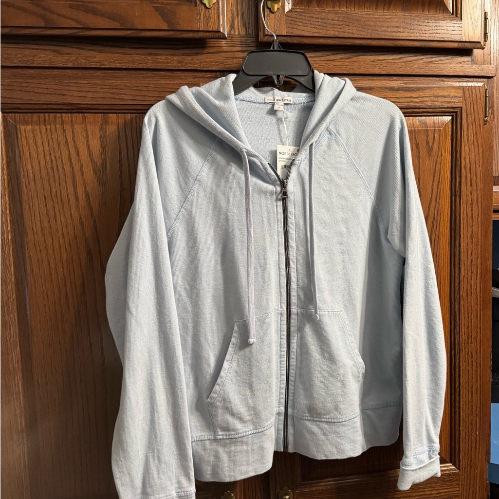 James Perse Light Blue Zip Hoodie Nwt